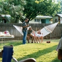 USA ID Boise 7011WestAshland 2002AUG03 Party FitzysPool 020  A-Phrame, Chris, Heather and Windy going for a swing. : 2002, 7011 West Ashland, Americas, August, Boise, Date, Events, Fitzy's Pool Party, Idaho, Month, North America, Parties, Places, USA, Year