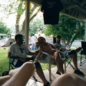 USA ID Boise 7011WestAshland 2002AUG03 Party FitzysPool 022  John G, Sherry and Gilligan having a good 'ol chinwag. : 2002, 7011 West Ashland, Americas, August, Boise, Date, Events, Fitzy's Pool Party, Idaho, Month, North America, Parties, Places, USA, Year