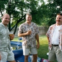 USA ID Boise 7011WestAshland 2002AUG03 Party FitzysPool 029  The contestants in the "Weird Ass Shirt" competition are Kush, DJ and yours truly. : 2002, 7011 West Ashland, Americas, August, Boise, Date, Events, Fitzy's Pool Party, Idaho, Month, North America, Parties, Places, USA, Year