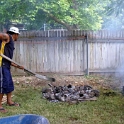 USA ID Boise 7011WestAshland 2005JUL30 Party FitzysPool 018  Time to get the coals and lava rock in place. : 2005, 7011 West Ashland, Americas, Boise, Date, Events, Fitzy's Pool Party, Idaho, July, Month, North America, Parties, Places, USA, Year