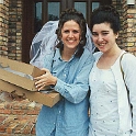 USA TX Dallas 1999MAR18 Wedding CHRISTNER Rehearsal 004  Rebekah and Ravanna check out the bride's veil. : 1999, Americas, Christner - Mike & Rebekah, Dallas, Date, Events, March, Month, North America, Places, Texas, USA, Wedding, Year