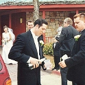 USA TX Dallas 1999MAR20 Wedding CHRISTNER Reception 001  An Australian tradition had crossed the Pacific. After purchasing champagne and plastic cups from a drive through liquor store, the bridal party propose a toast to the newlyweds. : 1999, Americas, Christner - Mike & Rebekah, Dallas, Date, Events, March, Month, North America, Places, Texas, USA, Wedding, Year