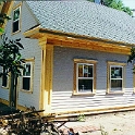 USA ID Boise 1112North7th 1999SEPT Garage 005  With all the correct windows, siding, trim and roofing material matching the existing house, the shed did look somewhat impressive. : 1112 North 7th, 1999, Americas, Boise, Exterior, Fitzy's Poverty Palaces, Idaho, North America, September, Shed, USA
