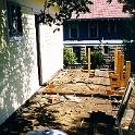 USA ID Boise 1112North7th 1999SEPT UpstairsPorch 003  I had to work around the claw foot tub I had lifted onto the porch when we had a forklift on site during the shed build. : 1112 North 7th, 1999, Americas, Boise, Exterior, Fitzy's Poverty Palaces, Idaho, North America, September, Upstairs Porch, USA