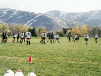 USA UT ParkCity 2001MAY05 Lions vs ParkCityHaggis 008  Smithy with his trademark chip & chase. : 2001, 43rd State Crimson Lions, Americas, May, North America, Park City, Park City - Haggis, Rugby Union, USA, Utah