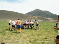USA ID Bellevue 2002MAY18 Lions vs Ketchum 002  DJ and Fafiti are more than interested spectators, they're pacing themselves. : 2002, 43rd State Crimson Lions, Americas, Bellevue, Idaho, Ketchum, May, North America, Rugby Union, USA