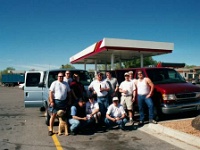 USA UT ParkCity 2001MAY04 Travel 003  We pulled up at Snowville, Utah for some refreshments. (From L to R)   Rear:  Hippo, DJ, Opie, Fitzy, Jayrod, Smithy, G &amp; Bluto.   Front:  Bauges, Carney &amp; Jess. : 2001, 43rd State Crimson Lions, Americas, May, North America, Park City, Rugby Union, USA, Utah