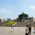 AS CHN NW SHA Xian 2017AUG12 BellTower 001  The  " Bell Tower "  of   Xi'an   marks the geographical centre of the ancient capital, measures 118 feet ( 36 metres ) in height, 116 feet ( 35.5 metres ) in length & width and covers nearly &frac13; of an acre (1,377 m²). : 2017, 2017 - EurAisa, Asia, August, Bell Tower, China, DAY, Eastern Asia, Northwest, Saturday, Shaanxi, Xi'an