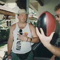 IDN Bali 1990OCT02 WRLFC WGT 003  Now pay close attention Bushy as behind this gentle demeanor lurks the reflexes of a cat. : 1990, 1990 World Grog Tour, Asia, Bali, Indonesia, October, Rugby League, Wests Rugby League Football Club