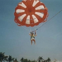 IDN Bali 1990OCT05 WRLFC WGT 004  But like a trooper that he is, Philthy rode chute like a champ. : 1990, 1990 World Grog Tour, Asia, Bali, Indonesia, October, Rugby League, Wests Rugby League Football Club