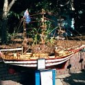 AUS NSW Sydney 2001JUL08 CircularQuay 001  These boats take over 2000 hours to build out of matches. A retired guy builds them for free and raffles them of for kids charities. : 1999 - Get In Get Out, No Mucking About Australian Trip, 2001, Australia, Circular Quay, Date, July, Month, NSW, Places, Sydney, Trips, Year