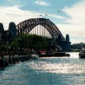 AUS NSW Sydney 2001JUL08 HarbourBridge 004  The 49 metre (161 feet) wide deck makes the bridge the widest longspan bridge in the world. Clearance for shipping under the deck is also 49 metres (161 feet). : 1999 - Get In Get Out, No Mucking About Australian Trip, 2001, Australia, Date, Harbour Bridge, July, Month, NSW, Places, Sydney, Trips, Year