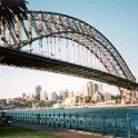 AUS NSW Sydney 2001JUL08 HarbourBridge 008  The bridge looks a lot bigger when you're standing at the bottom of it. : 1999 - Get In Get Out, No Mucking About Australian Trip, 2001, Australia, Date, Harbour Bridge, July, Month, NSW, Places, Sydney, Trips, Year